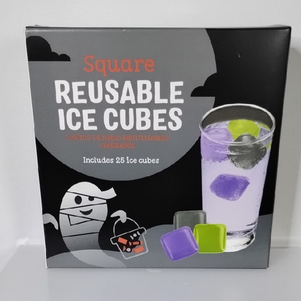 Halloween Summerween Reusable Square Ice Cubes - Purple, Green, Gray